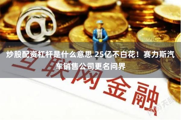 炒股配资杠杆是什么意思 25亿不白花！赛力斯汽车销售公司更名问界